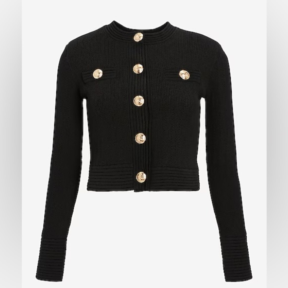 Express Black Cardigan with Gold Buttons